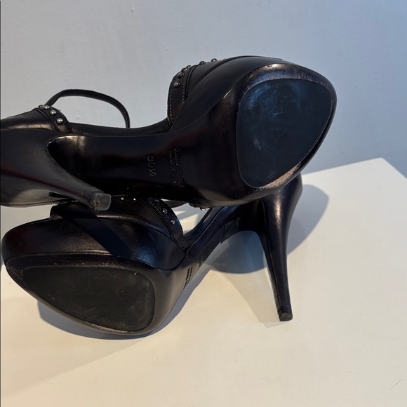 Miu Miu Prada Nappa Washed Jeweled T-Strap Platform Sandals Peep Toe Pumps 39.5 - Picture 8 of 12